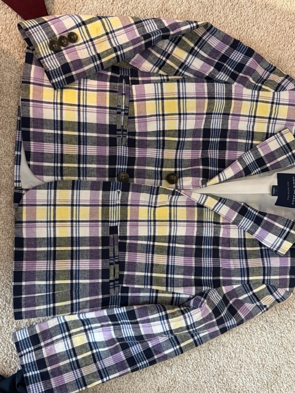 Janie and Jack Plaid Blazer in Yellow, Purple & Navy